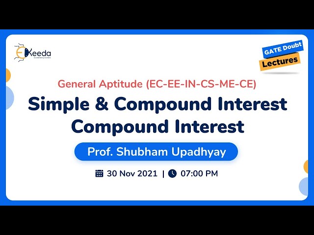 General Aptitude - Simple and Compound Interest, Compound Interest | 30 Nov | 7 PM