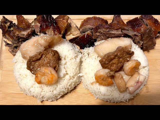 ASMR EATING: CHINESE FOOD; ROASTED DUCK AND SEAFOOD MIX,  ***ALMOST HAD TO DELETE THIS VIDEO 🙏***