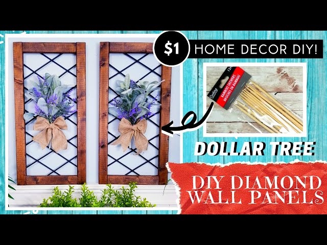 DIY DOLLAR TREE Diamond Panel Window Inspired Wall Decor | HIGH END Look | SOLID Wood & Bamboo | $2!
