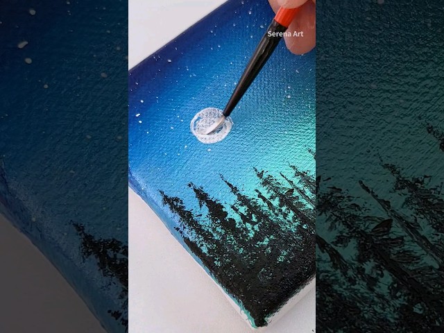 Landscape acrylic painting on mini canvas #art #painting #paintingtutorial