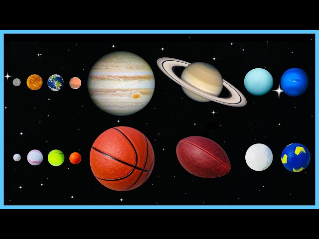 Planet Sizes vs Sport Balls 🪐🌎🔭☄️⭐⚽⚾🏈🥎🏀 | Planets Comparison for Baby | Planets for Kids | Planets