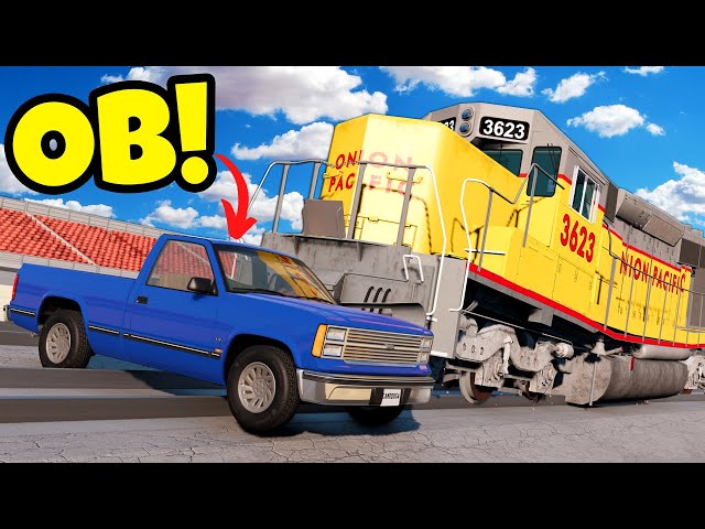 Stunt Challenge Ends in Train Car Crashes in BeamNG Drive Mods!