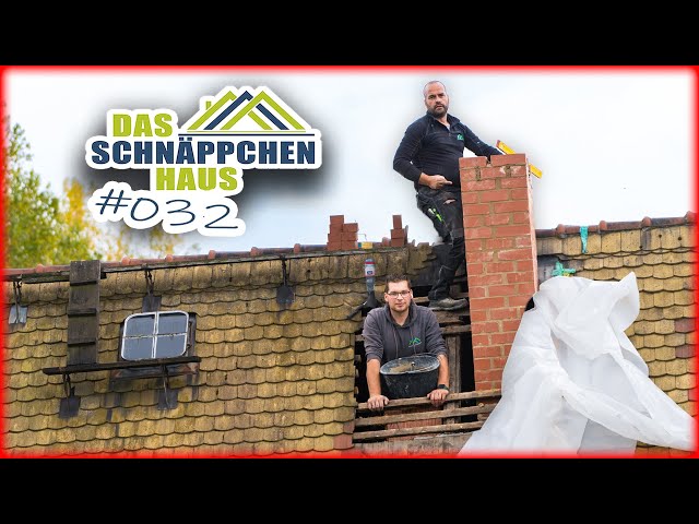 SCHORNSTEIN MAUERN - Die letzten Steine auf dem Dach! | SCHNÄPPCHENHAUS #032 | Home Build Solution