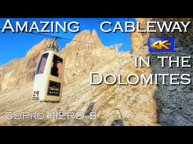 Amazing Cableway Langkofel - Sassolungo in the Dolomites 4K