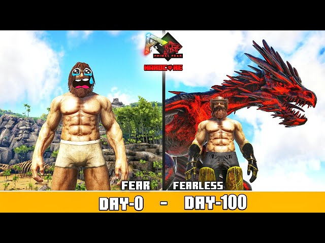 I Survive 100 Days in Impossible Hardcore Primal Fear 😭😰😭🔥😨 : ARK 100 Days Survival [ Hindi ]