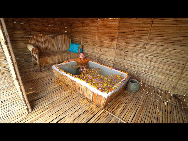 Survival Build The Most Beautiful Bamboo Villa Resort with Bathtub