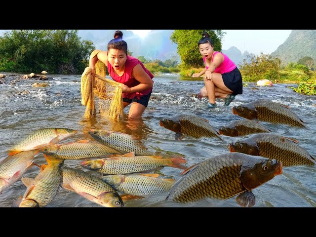 Catch fish/ Use fishing nets to catch many big fish and sell them to earn extra income