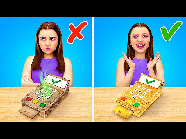 MOM MADE ME DIY CREDIT CARD MACHINE🤩 || Coolest Parenting Hacks out of Cardboard By 123 GO Like!