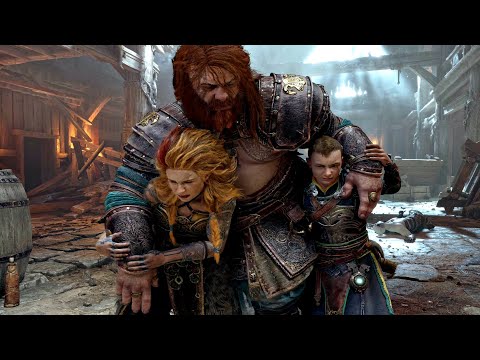 God of War 5 Ragnarok - Drunk Thor & Atreus Start Fight In Asgard Pub (4K 60FPS) PS5
