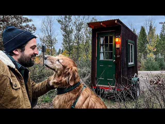 CHILLY OVERNIGHTER IN THE CABIN | Tiny Cabin Life
