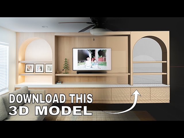 FREE! 17ft White Oak Media Center 3D Model // Shapr3D Parametric Modeling