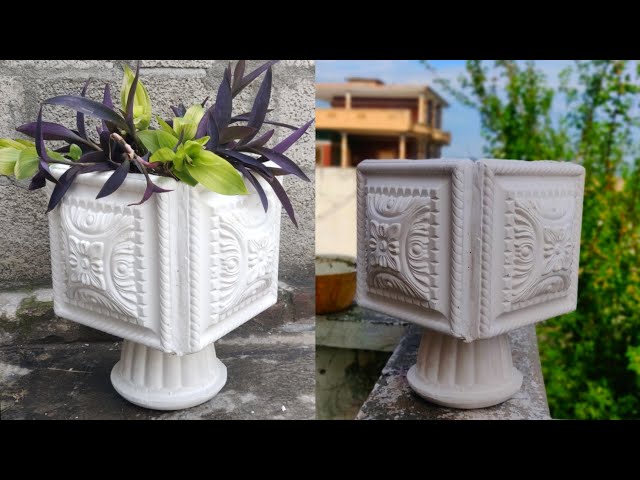 Making beautiful flower pot from white cement