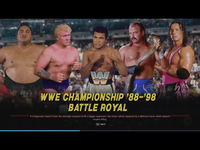 WWE 2K24 Ali VS Harley, Yokozuna, Roberts, Bret 5-Man Battle Royal Match WWE Tittle '88