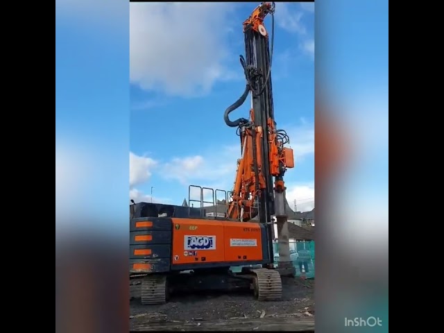 RTG RG16T telescopic leader rig with DKS 50/100T twin rotary head drilling a shaft in Athlone