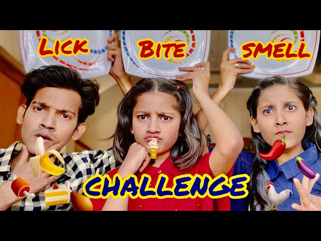 Lick Bite Smell Challenge with sisters // Amandancerreal funny challenge