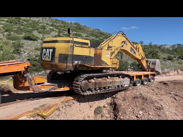 Transporting The Caterpillar 365C Excavator With Goldhofer Trailer - Fasoulas Heavy Transports - 4k