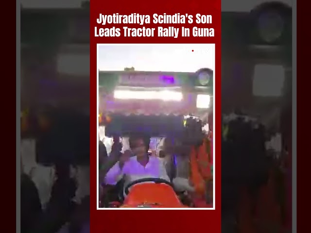 Jyotiraditya Scindia's Son Mahaaryaman Scindia Leads Tractor Rally In Guna