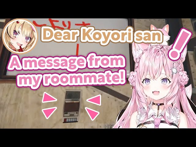 Koyori listening to a message from her roommate, Polka senpai【RUST/Hololive Clip/EngSub】