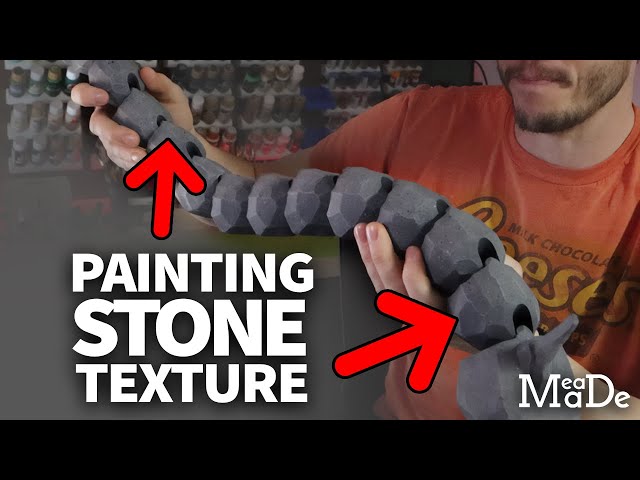 Painting Stone/Rock Texture on Articulating Pokemon Onix 3D Print Simple Acrylic Painting Technique