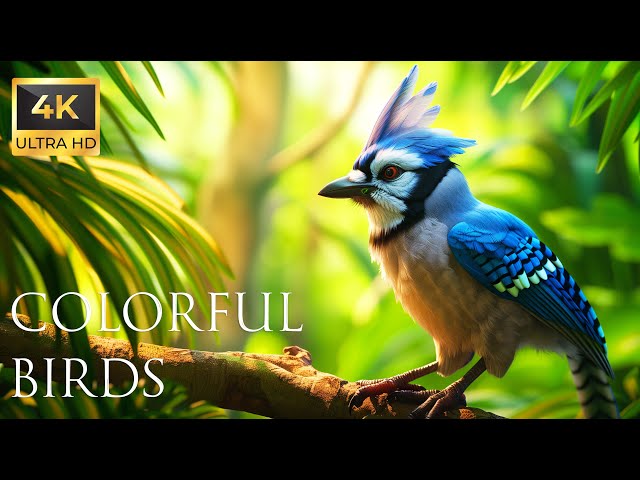 4K Colorful Jay Bird - Beautiful Birds Sound in the Forest | Bird Melodies