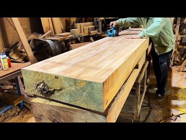Restoring A Defective Monolithic (25 cm) Table and Chair Set // Heavy Woodworking Craft Skills
