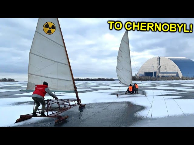 To Chernobyl under SAIL on ICE !!! On a homemade BUER !!! Illegally Tiller STALKERS