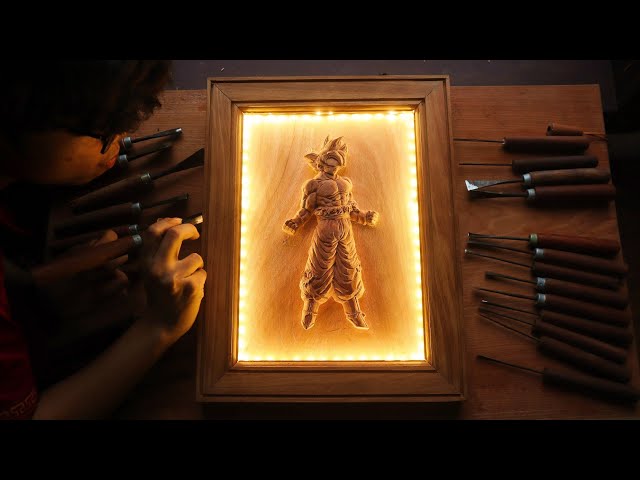 Goku Glowing Wooden Painting - Dragon Ball Wood Carving