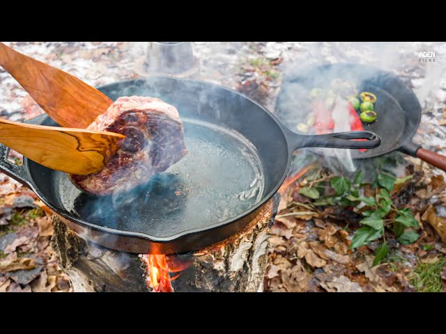 Building Swedish Torch: Argentine Steak & Brussels Sprouts in Cast Iron Pans