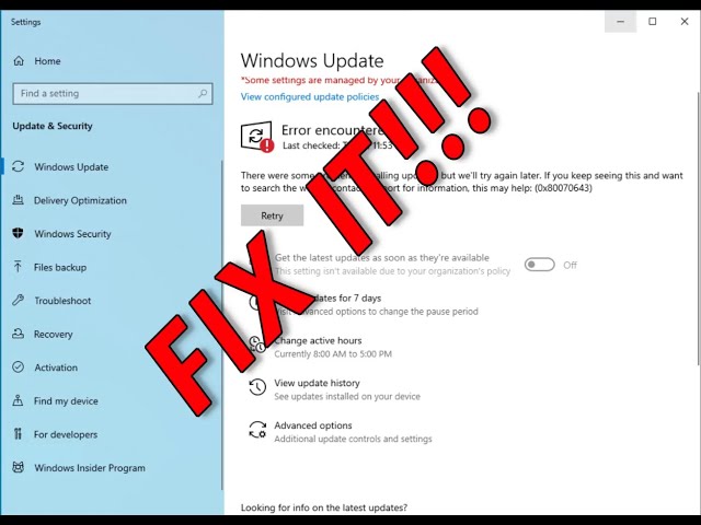 FIX IT...Windows 10 KB5034441 Security Update Fails With 0x80070643 Errors