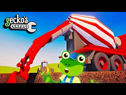 Learn Colors with Construction Trucks | Gecko's Garage | Cement Mixers | Educational Video For Kids