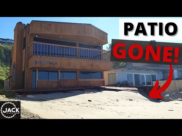 Massive Waves Destroy Beach House Wall and Patio (Raw Storm Footage)