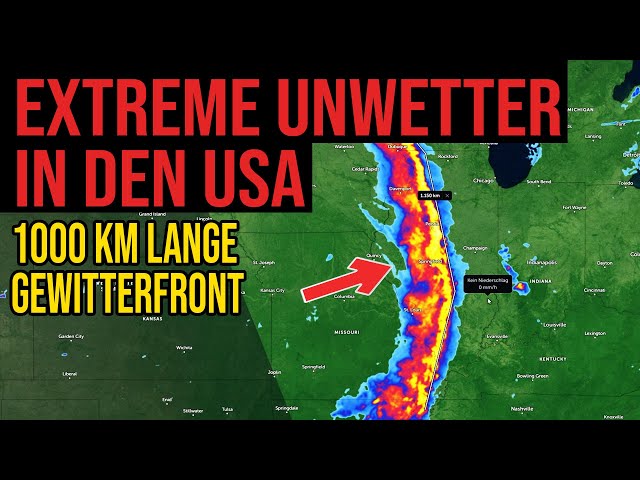 Extreme Unwetter in den USA - 1000 km lange Gewitterfront - Tornados