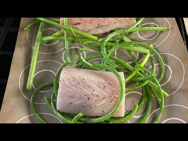 What to do with garlic scapes? Try mahi-mahi, scapes and lemon pesto!