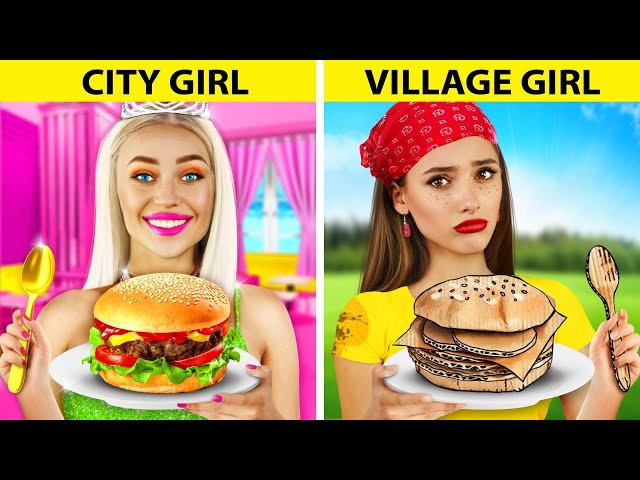 CITY RICH GIRL VS VILLAGE POOR GIRL | Funny Expensive vs Cheap Situations by RATATA CHALLENGE