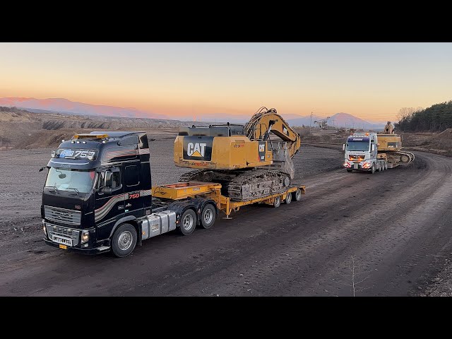 Transporting The Caterpillar 385C & 352F Excavators To The Next Site - Fasoulas Heavy Transports -4k