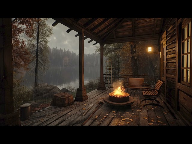 Cozy Cabin Fireplace ASMR and Calming Rain Sounds | ASMR Fireplace Sounds with Gentle Rain Sounds