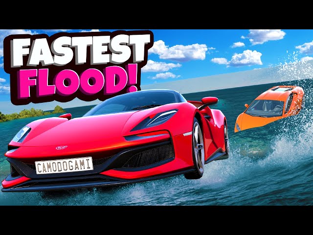 FLOOD ESCAPE But the Flood is FASTER Than a Supercar in BeamNG Drive Mods!