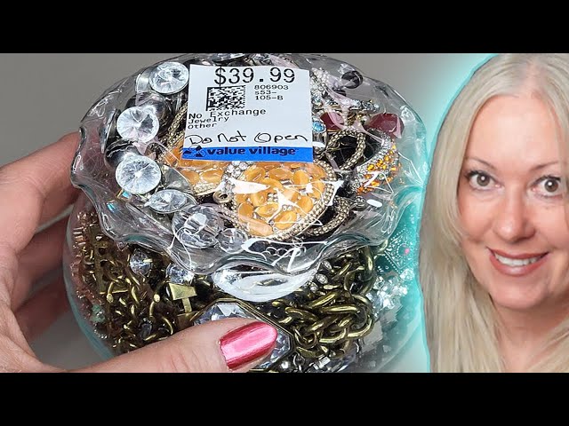 Jewelry Jar Opening With Me from Thrift Shop: Vintage Haul of Gold Silver Costume Jewelry