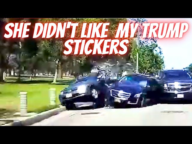 SHE DIDN'T LIKE  MY TRUMP STICKERS --- Bad drivers & Driving fails -learn how to drive #1111