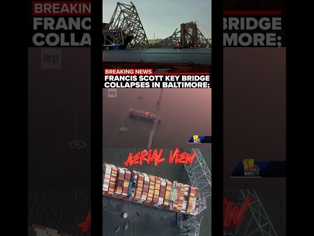 Baltimore Bridge Collaspe after hit by ship | Aerial View