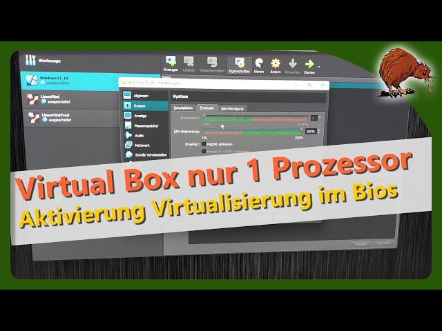 VirtualBox: Prozessoreinstellung ausgegraut, nur 1 CPU-Kern