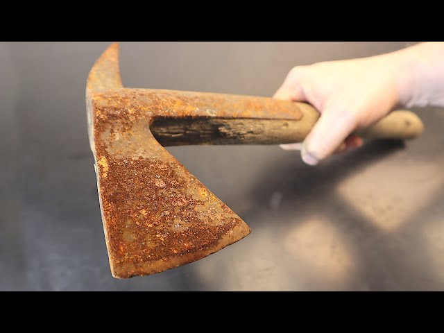 Restoration of a rusty Brades fire axe - ASMR