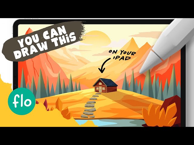You Can Draw This Mountain Landscape with a Cabin in PROCREATE - Step by Step Procreate Tutorial