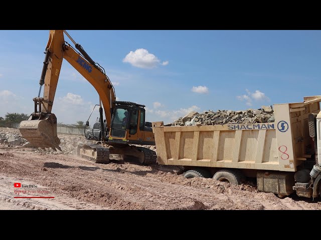 Stones In Dump Truck Getting Stuck Extreme Recovery With Excavator Xcmg XE215C