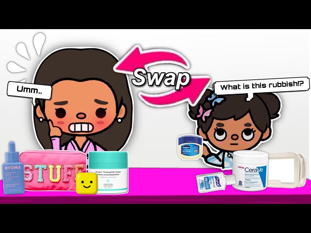 SKINCARE SWAP With My Little Sister || TOCA BOCA roleplay *VOICED* 🎙️