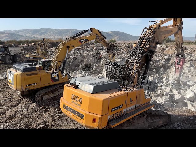 Caterpillar & Liebherr Excavators With Hydraulic Hammers - Sotiriadis/Labranidis Demolitions - 4k