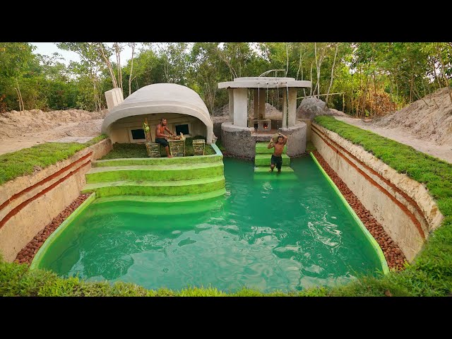 Build The King Worm House Secret Underground and Waterfall System Swimming Pool