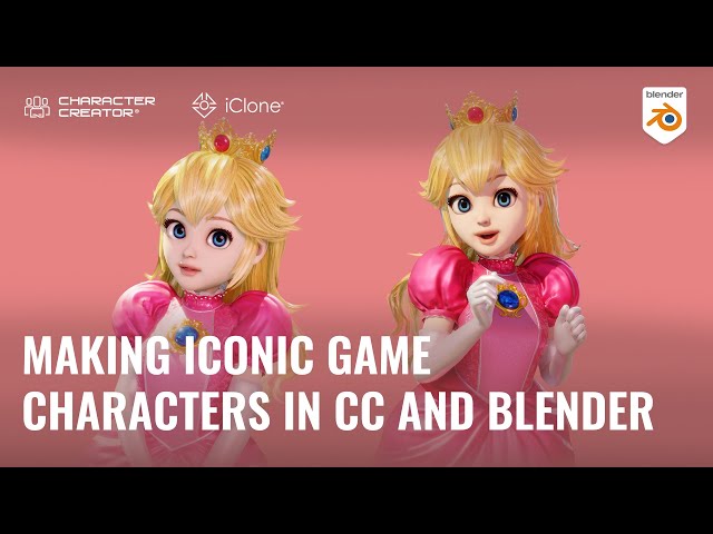 Iconic Super Mario Princess Peach made with Character Creator and Blender
