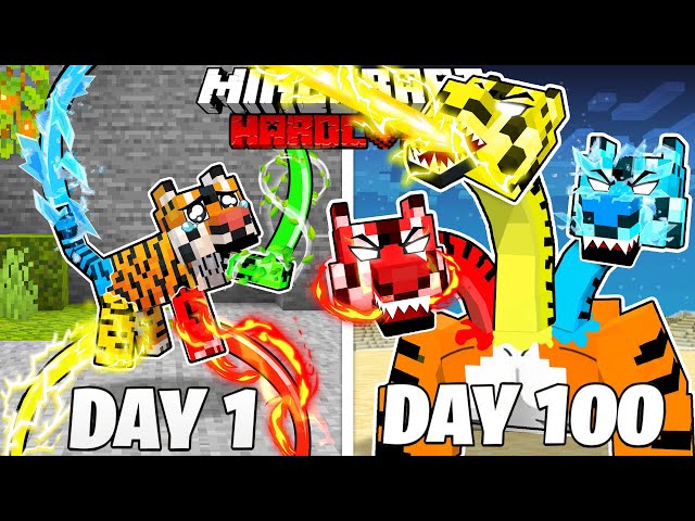 I Survived 100 Days as an ELEMENTAL TIGER in HARDCORE Minecraft