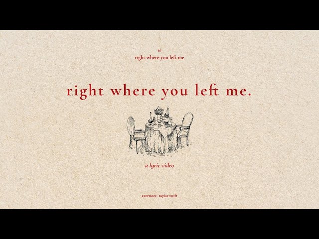 taylor swift - right where you left me (a visualiser/lyric video)